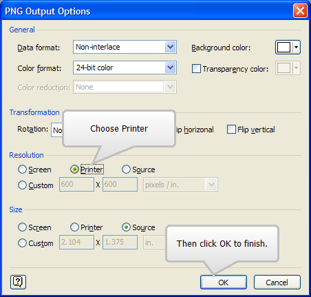 Specifying the Printer resolution in PNG output to get high-res printable diagrams from Visio